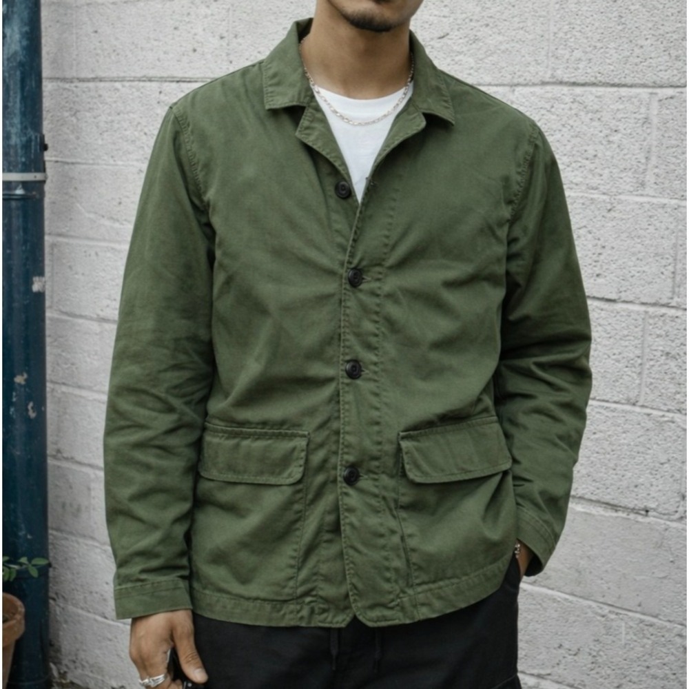 Norse Projects Army Jacket Men M EU 50 Military Green Button Utility Coat Scandi